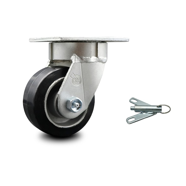 4 Inch Kingpinless Rubber on Aluminum Wheel Swivel Caster with Swivel Lock SCC